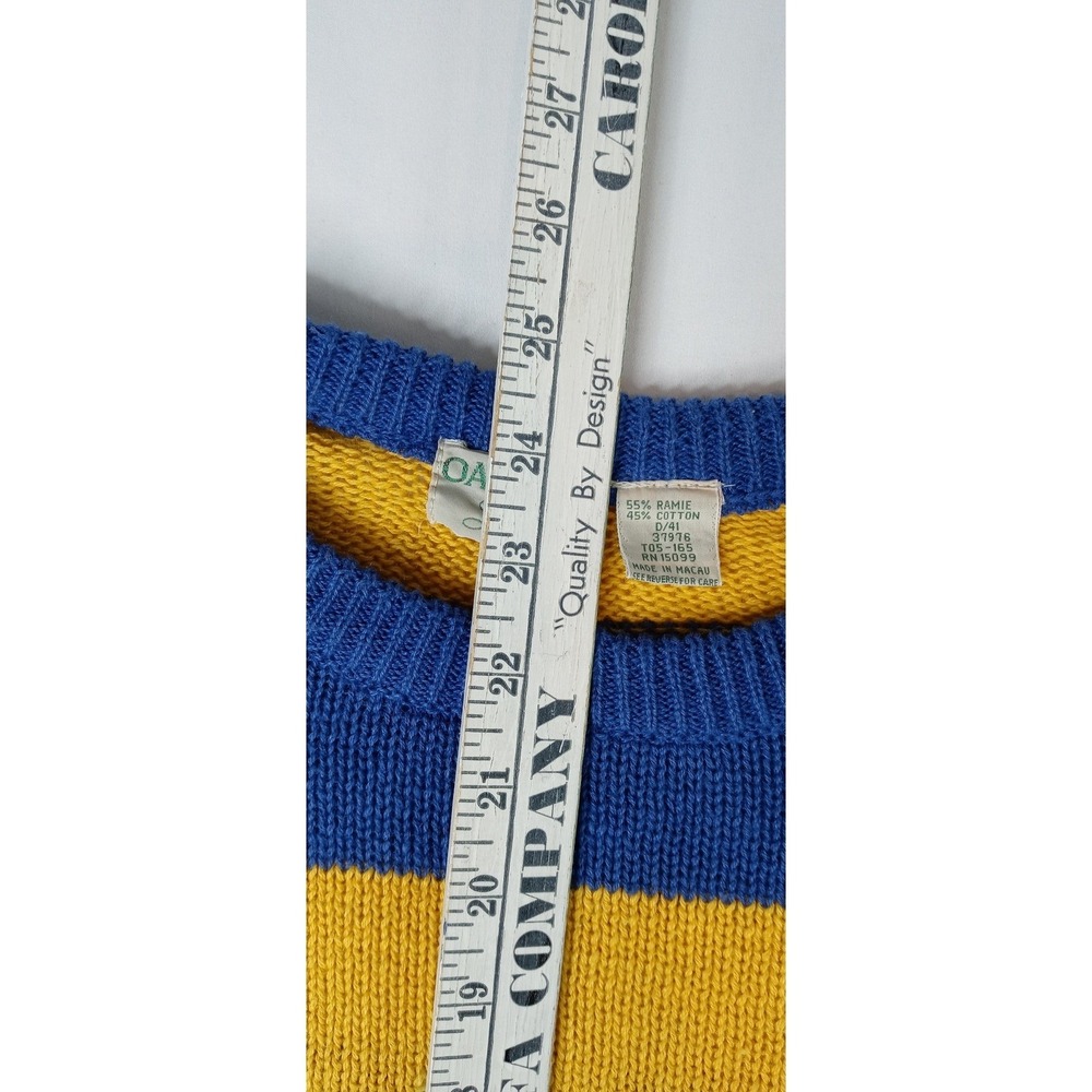 Oakton Ltd Striped Knit Sweater Blue Yellow Long‎ Sleeve Crew Neck Women's Large - Picture 6 of 7